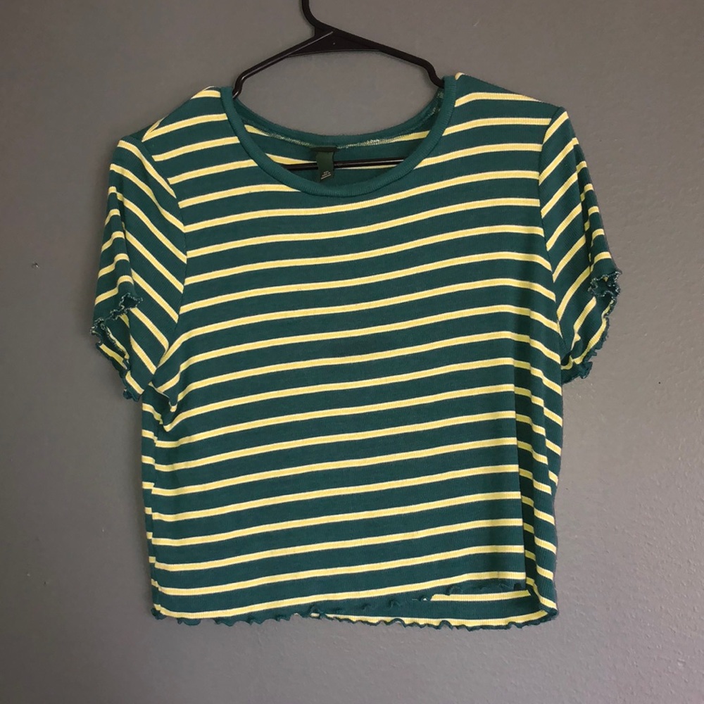 green and lime striped crop top
